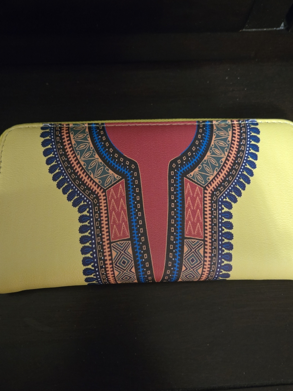 Yellow Printed Women's Zip Wallet with Multicolor Ethnic Motif - Picture 2 of 4
